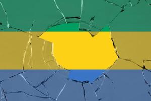 3D Flag of Gabon on glass photo