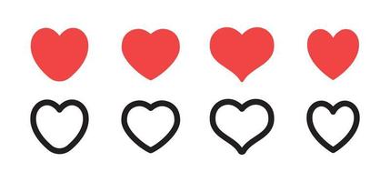 Hearts icon collection. Valentine's day heart symbol. vector