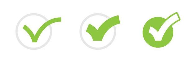 Check mark. Set of Green tick approval icons. vector