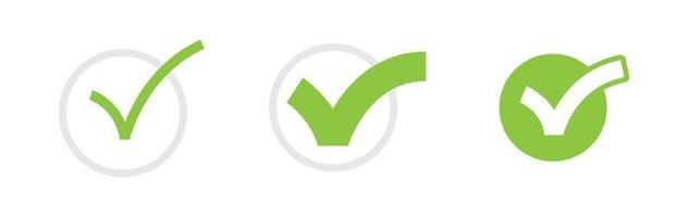 Check mark. Set of Green tick approval icons. vector