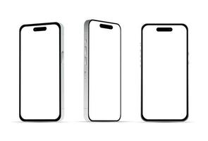 Silver smartphone 14 modelos, nueva industria de TI, maqueta para diseño web sobre un fondo blanco - vector