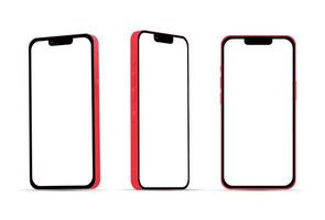 Red smartphone 14 models, new IT industry, mockup for web design on a white background - Vector