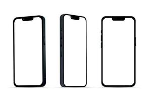 smartphone negro 14 modelos, nueva industria de ti, maqueta para diseño web sobre un fondo blanco - vector