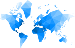 carte du monde vectorielle polygonale sur fond transparent. png