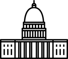 outline simplicity drawing of the us capitol building landmark front elevation view. png