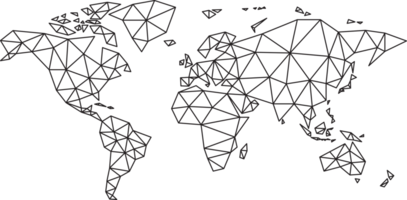 polygonal vektor värld Karta på transparent bakgrund. png
