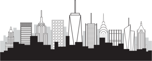 Newyork city highrise skyline simplicidade design plano. png