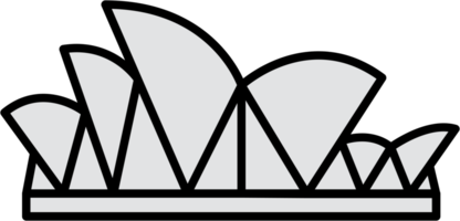 outline simplicity drawing of sydney opera house landmark front elevation view. png