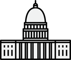 outline simplicity drawing of the us capitol building landmark front elevation view. png