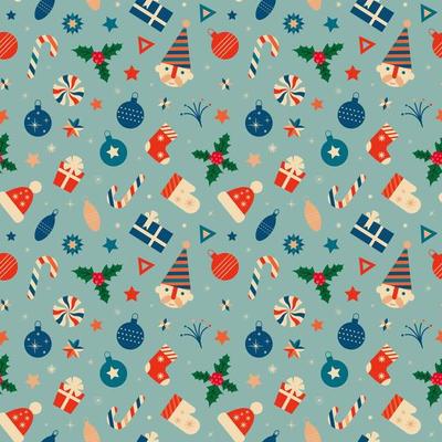 Retro Christmas seamless pattern. Vector illustration