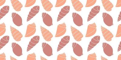 Vector seamless pattern. Line art sketch seashells. Isolated background. Decoration symbol of health calcium. Summer, sand and beach design. Repetitive ornament.