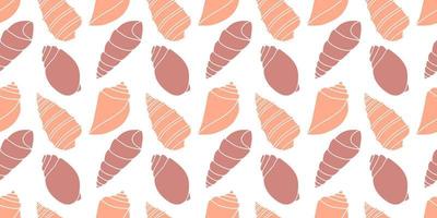 Vector seamless pattern. Line art sketch seashells. Isolated background. Decoration symbol of health calcium. Summer, sand and beach design. Repetitive ornament.