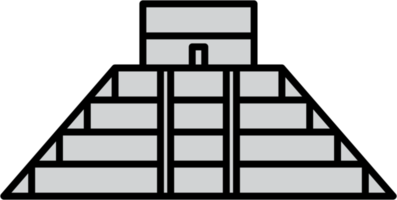 outline simplicity drawing of chichen itza landmark front elevation view. png