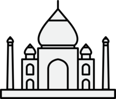 outline simplicity drawing of taj mahal landmark front elevation view. png