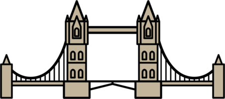 outline simplicity drawing of tower bridge landmark front elevation view. png