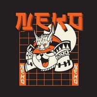 funny vector illustration of cat as a samurai , it can be use for shirt design or poster