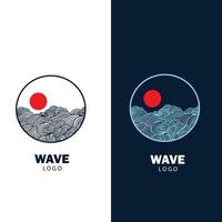 Ocean waves in a circle. Minimalistic and simple vector design