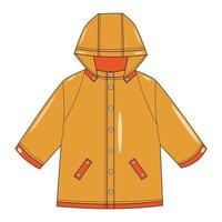 Yellow raincoat with buttons vector illustration in flat technique