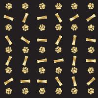 Paw and bone gold pattern on black background. vector