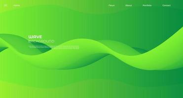 Abstract green wave background. Trendy poster with gradient 3d flow shape. Innovation background design for cover, landing page. Vector