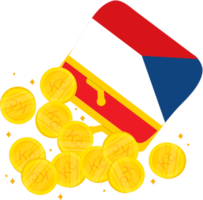 drapeau tchèque dessiné à la main, couronne tchèque, euro dessiné à la main png