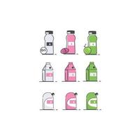 Milk drink packaging icon with a variety of flavors, Suitable for beverage advertising vector