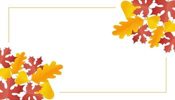Red leaves and lines Card design in realistic style. Autumn leaf. Colorful vector illustration isolated on white background.