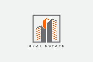 logotipo de bienes raíces de marco cuadrado vector
