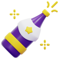 illustration de l'icône de rendu 3d champagne png