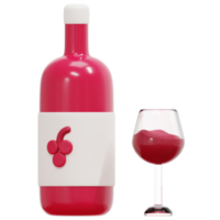 ilustración de icono de render 3d de vino png