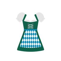 Traditional Bavarian clothing Dirndl isolated on white. Oktoberfest folk costume flat vector icon. Easy to edit template for your logo design,  poster, banner, flyer, t-shirt, invitation, etc.