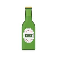 Green bottle of beer isolated on white. Flat vector icon. Easy to edit vector element of design for your brewery logo design, poster, banner, flyer, t-shirt,  bar or pub menu, etc.