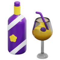 ilustración de icono de render 3d de botella de vino png