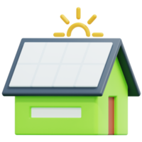 illustration de l'icône de rendu 3d de la maison du panneau solaire png
