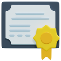 certificado ilustração de ícone de renderização 3d png