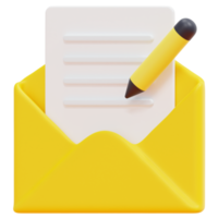 escribir correo 3d render icono ilustración png