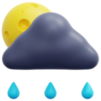 ilustración de icono de render 3d de noche lluviosa png