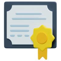 certificado 3d render icono ilustración png