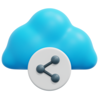 ilustração de ícone de renderização 3d de compartilhamento de nuvem png