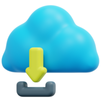 ilustración de icono de procesamiento 3d de descarga en la nube png