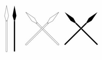 outline silhouette crossed Spears set isolated on white background.cross Spears icon vector