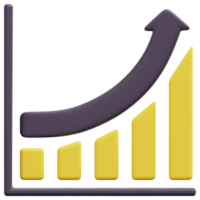 growth chart 3d render icon illustration png