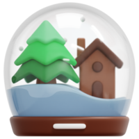 snow globe 3d render icon illustration png