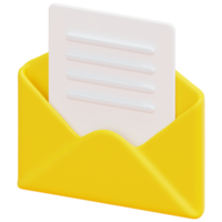 ilustración de icono de procesamiento 3d de correo electrónico abierto png