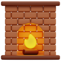 fireplace 3d render icon illustration png