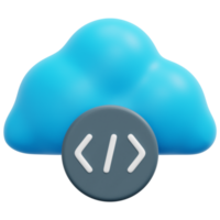 ilustración de icono de procesamiento 3d de codificación en la nube png