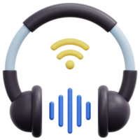 ilustração de ícone de renderização de fones de ouvido 3d png