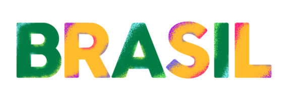 Brazil colorful single word realistic illustration. Translation - Brazil. png