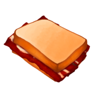 smoked bacon sandwich toast watercolor clipart png
