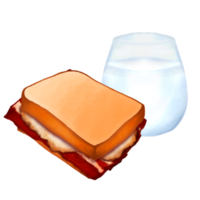 sándwich de tocino y huevo tostadas con leche acuarela clipart png